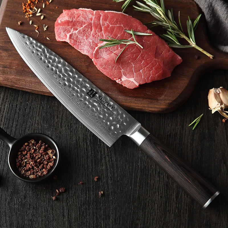 Razor Sharp Professional Kitchen Knives 67 Layers Damascus Steel Chef Knife With Pakka Wood