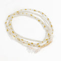Glass Seed Beads Waist Belly Chain 2pcs a Set with Crystal Quartz Charm Stone for Women Elastic Cord Stretchy Body Jewelry