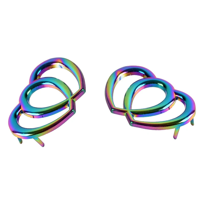 Wholesale Handbag Hardware Decorate Rainbow Double Heart Ring Bag Buckle