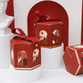Luxury Chocolate Candy Sweet Foldable Hexagon Box With Leather Handle Wedding Favor Gift Box