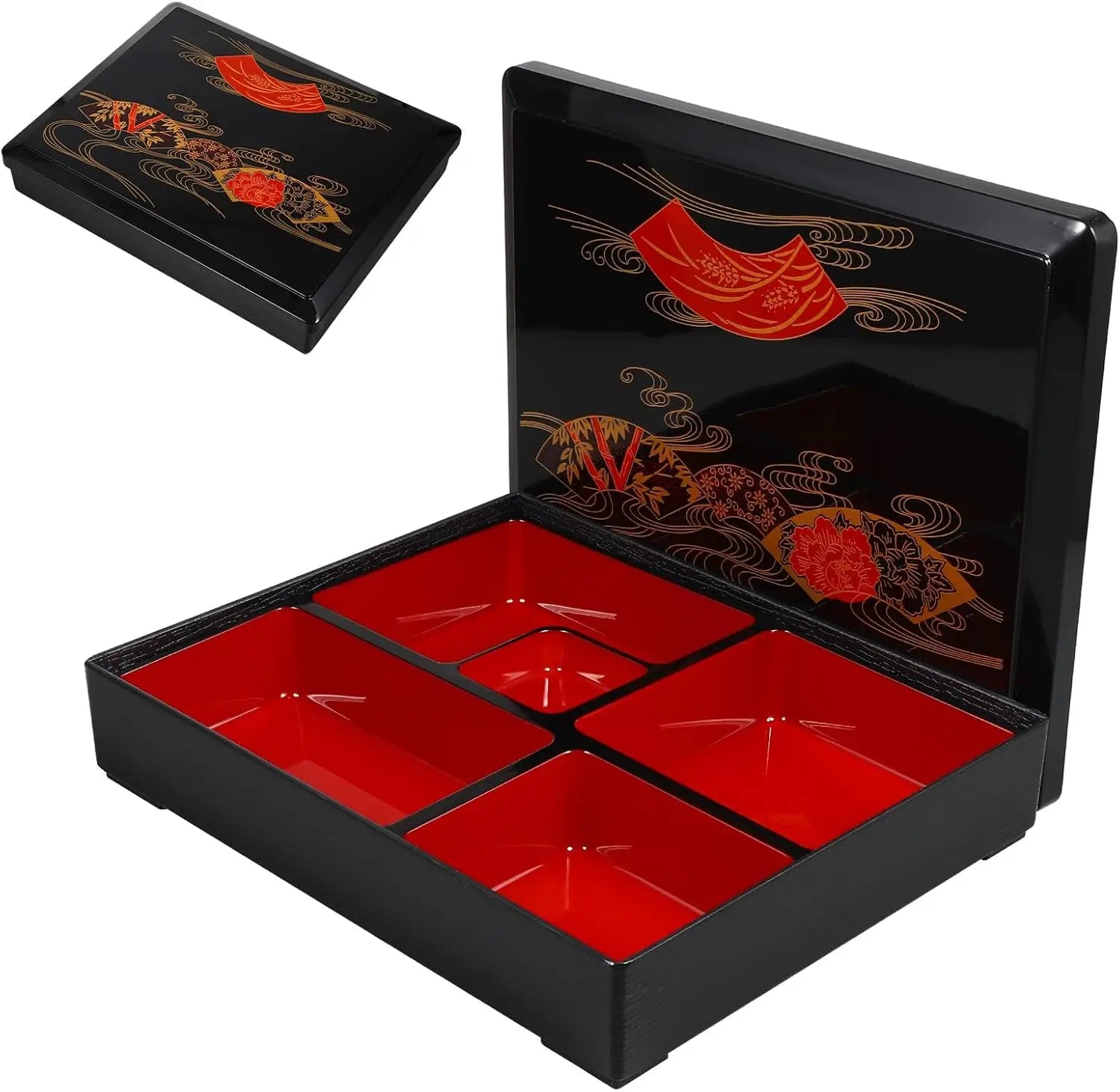Japanese Sushi Tray Lunch Box Bento Snack Serving Box with Lid for Restaurant Home Office School Party Meetings