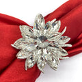 Lotus Flower Napkin Holder Christmas Round Serviette Buckles Holder Floral Rhinestone Napkin Rings for Christmas Wedding Table D