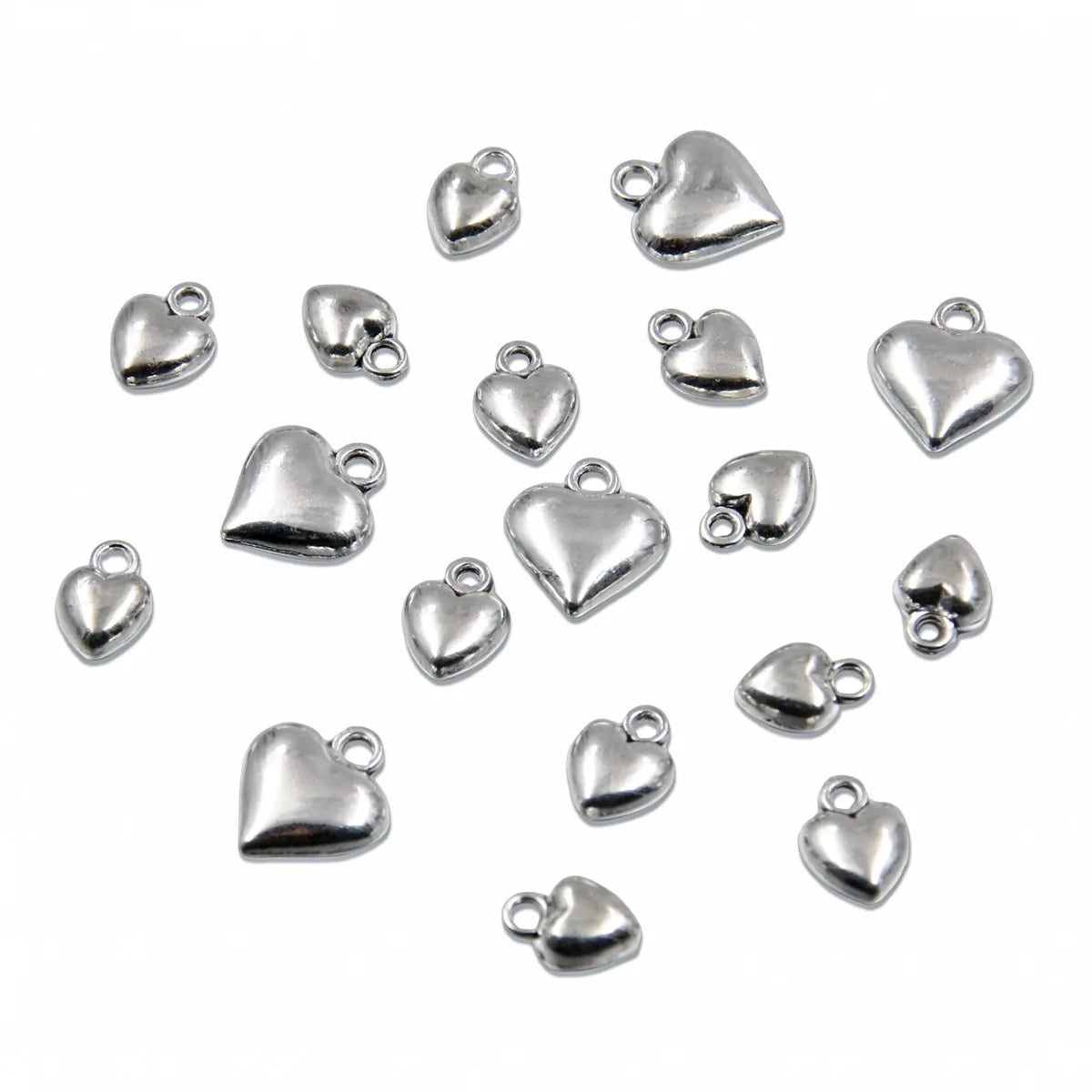 Silver Heart Pendants 3D Heart Charms Love Shape Dangle Pendant for Women Necklace Bracelet Jewelry Making DIY Crafts
