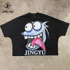 Custom Heavyweight Screen Print Men Cropped Tshirt Drop Shoulder Boxy Fit Tshirt StreetWear Graphic DTG Print Men Oversized Tees