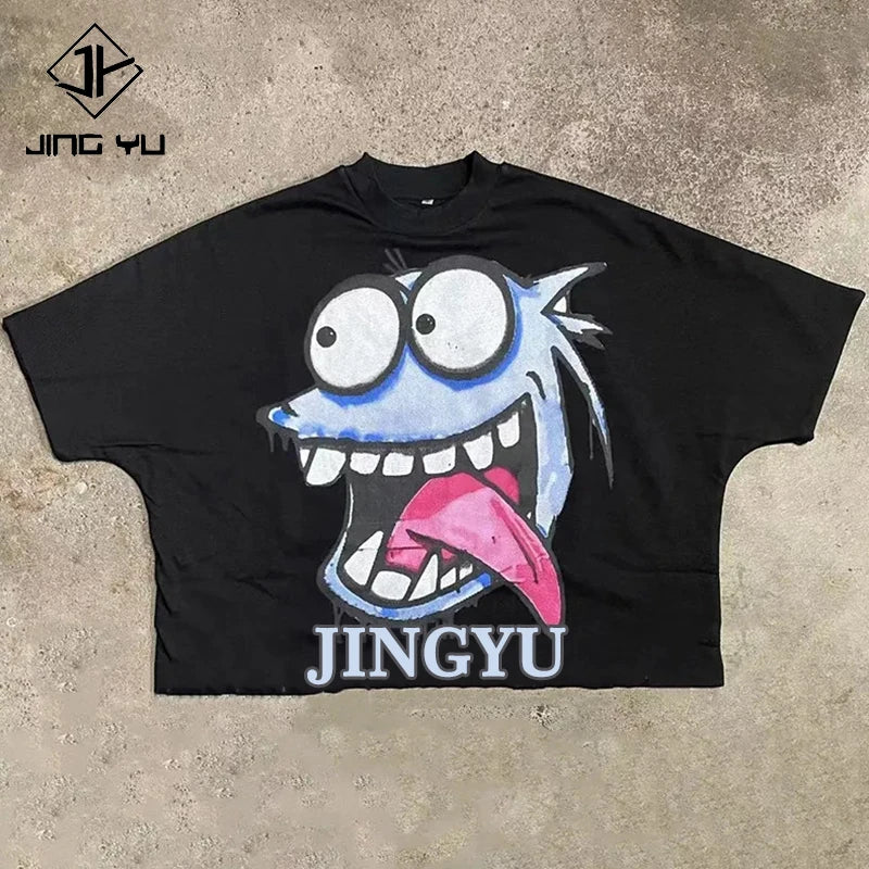 Custom Heavyweight Screen Print Men Cropped Tshirt Drop Shoulder Boxy Fit Tshirt StreetWear Graphic DTG Print Men Oversized Tees