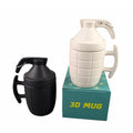 Black & White Creative Cool Hand Grenade-Shaped Porcelain 400ml Cartoon Coffee Mug with Lid-Funny Gift for Presents