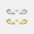FUAMAY Minimalist 18K Gold Plated S925 Annillos Open Space Ring Jewelry Women 925 Silver Claw Cuff Ring