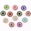 100pcs/bag 14mm Flower-Shaped Round Glass Crystal Rhinestones in Gold Base Flat Back Sew on Rhinestone Beads Diy Trim