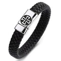 New Fashion Black Leather Rope Woven Multilayer Retro Men's Stainless Steel Bracelet