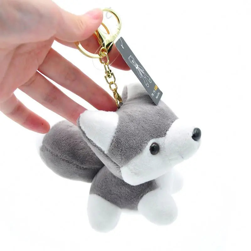 Plush Husky Mini Puppy Dog Stuffed Animal Wholesale Dog Keychains Cute Cartoon Soft Plush Doll Toys Puppy Husky Keychain Pendant