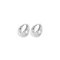 Rhodium Plated 925 Sterling Silver Chunky Huggie Earrings