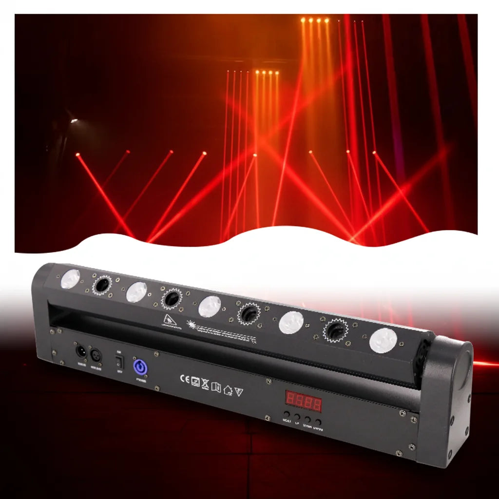 Single Point Controls 5 Head LED Beam + 4 Head Red Laser Bar Light Dj Disco Stage Lighting for Nightclub