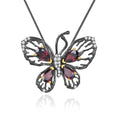 Abiding New Design Fashion Butterfly 925 Sterling Silver Natural Garnet Pendant Jewelry for Women