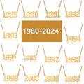 1980-2024 Non Tarnish 18K Gold Silver Plated Charm Old English Stainless Steel Birth Year Number Necklace Jewelry for Women