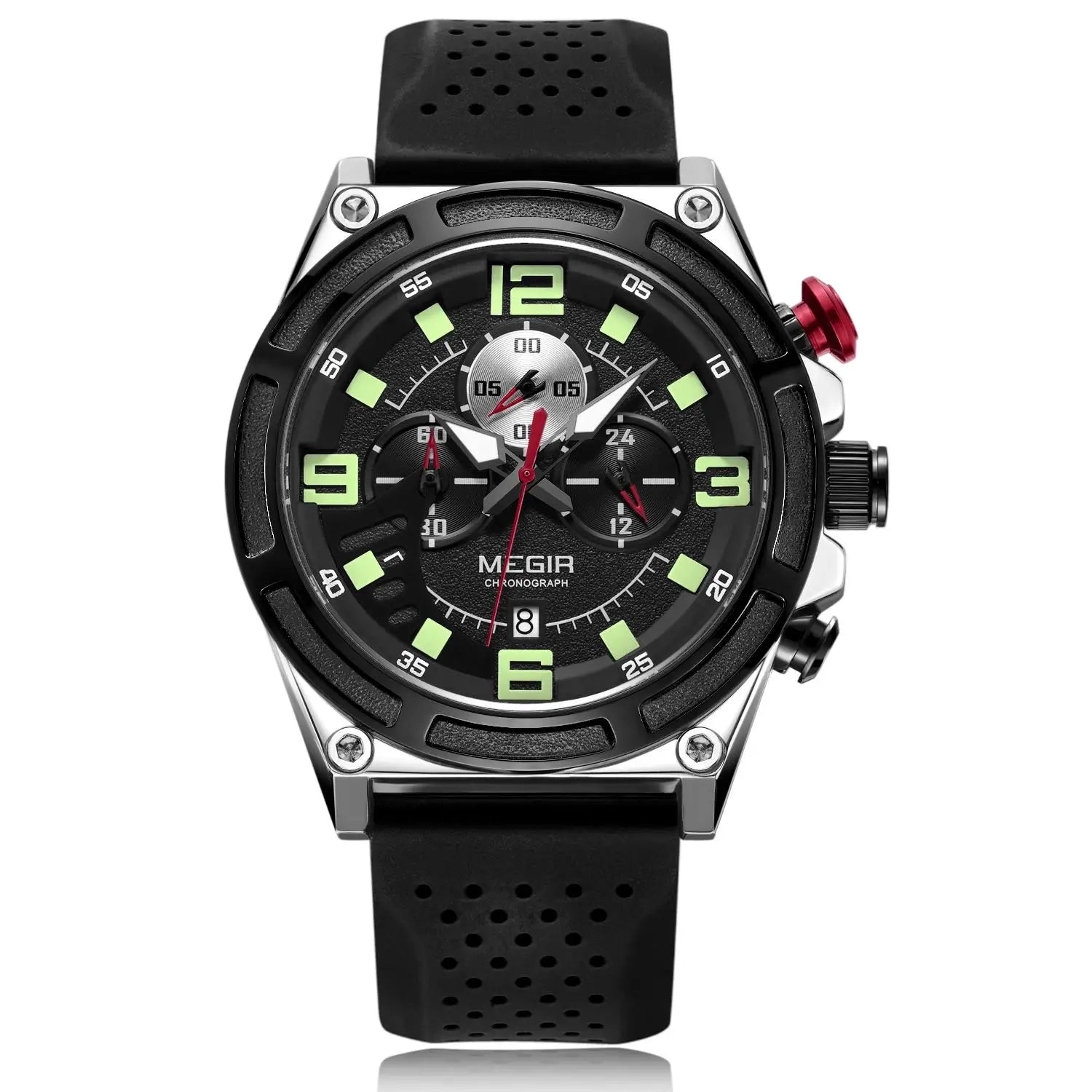 MEGIR 2116 Casual Silicone Men's Watches Fashion Sports Watch for Men Clock Waterproof Men Quartz Wristwatches Custom LOGO