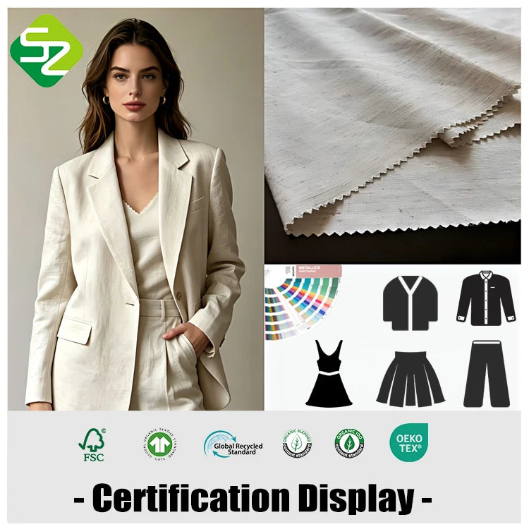 25% Linen 35% Cotton 40% Rayon Organic Fabric Tulle Lightweight Customized Musical Shirt Roll Viscose/Linen Cloth