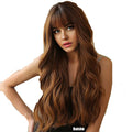 Hot-selling Cheap Long Wavy Curly Hair Wigs with Brown Bangs Women Wigs Good Quality Wholesale Price