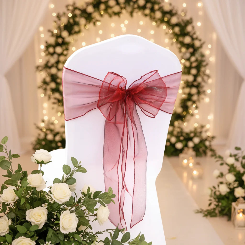 Q9 Wedding Decoration Banquet Party Event Supplies Chair Bows Ties Chair Cover Bands Silky Organza Chair Sashes