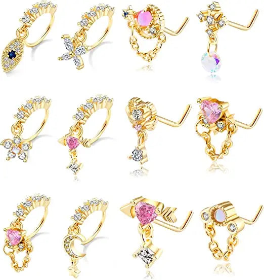 Gaby Heart Stainless Steel Surgical Steel Piercing Septum Hoop Nose Ring Bulk Dangle Nose Ring Wholesale Piercing  Jewelry