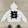 New 3D Embroidery Breathable 100% Cotton Fashion Street Wear Vintage French Terry Oversized Baggy Long Sleeve Drop Shoulder Zip