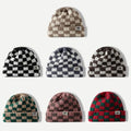 Sewingman 23SM9027 Oversized Personal Custom Logo Girl Checked Pattern Beanie