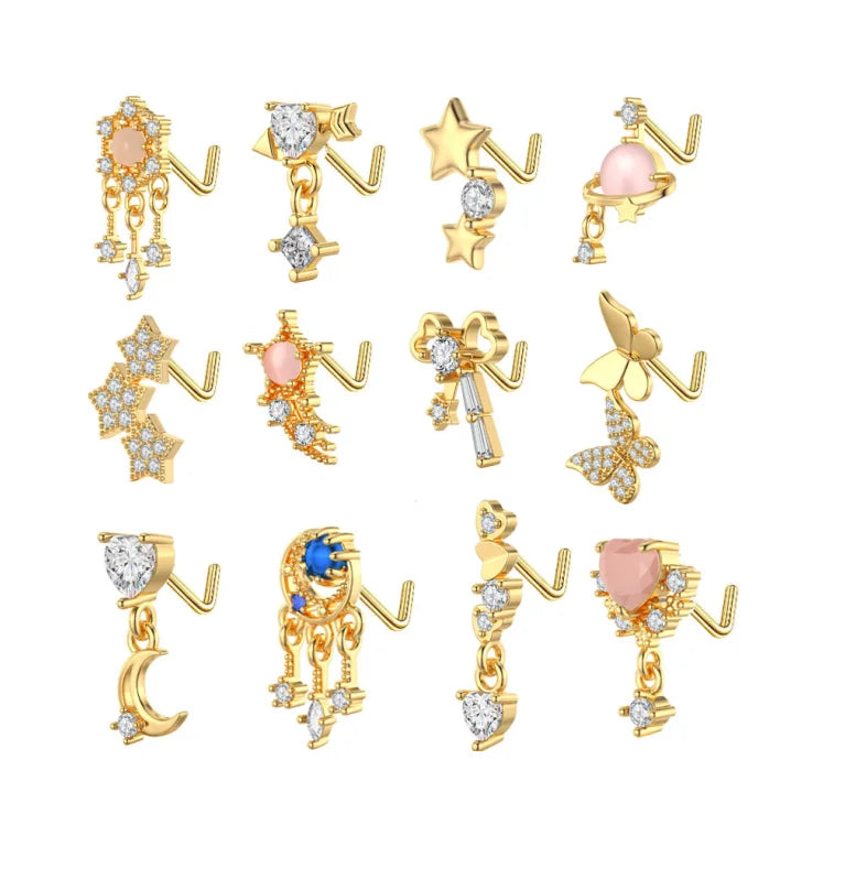 Gaby New Sale Cute Stainless Steel Dream Nose Ring Gold Plated Body Piercing Jewelry Trendy Wholesale Gift Idea