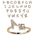 G228 Fashion Jewelry Adjustable Alphabet Rings Rhinestone a - Z Letters Cubic Zirconia Initial Ring