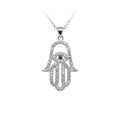 PZB-0942 Fine Jewelry CZ Cubic Zircon Pendant Hamsa Hand Pendant 925 Sterling Silver for Necklace