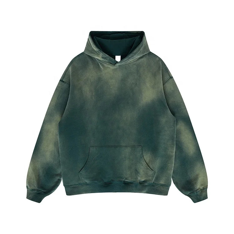 Garment Dye Pigment Acid Stone Washed Oversized Hoodie Vintage Custom Logo Plain Men Streetwear Pullover