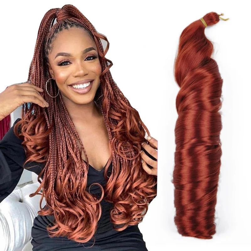 Synthetic Hair Extensions 150g Crochet Braid Curly Braiding Hair French Curls Silky Loose Body Wave Pony Style Spiral Curl