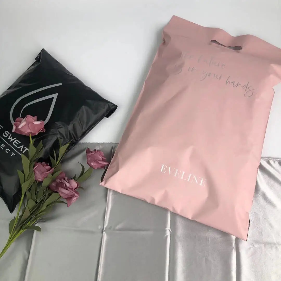 Silver logo  Printed Black pink Poly Mailer Bags Plastic  Package Bags   for Postal  Courier Satchel