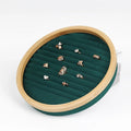 New Design Round Natural Bamboo Green Velvet Jewelry Display Tray Jewelry Stand With Sponge for Rings