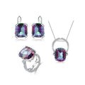 A073 Abiding Fine Jewelry Rainbow Mystic Quartz Gemstone 3 Pieces Women Ring Earring Necklace Wedding Bridal Jewelry Sets