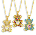 Gaby New Brass Necklaces Gold Plated Bear Necklace Colorful Bear Pendant Necklaces Wholesale Body Jewelry