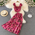 Women's Sets Fashion Floral Tops High Waist Vacation Skirt Set Clothing Wholesale