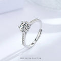 Custom Fashion Jewelry Women Six Clay Crushed Ice Rings Engagement 1 CT Moissanite Diamond S925 Sterling Silver Rings