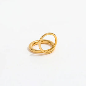 Joolim Jewelry Wholesale 18K Gold Plated 8 Lines Cross Stainless Steel Ring for Women Statement Ring
