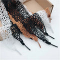 Casual Style 3cm Width Polyester Lace Shoelaces White & Black Flat Shoe Laces 60-120cm Pair