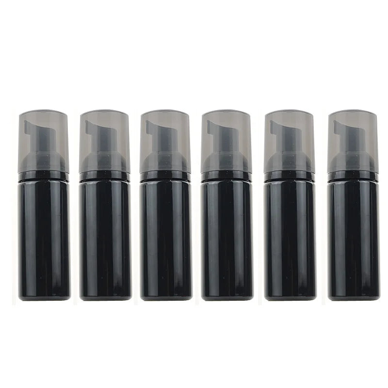 Empty Portable 50ml 1.7oz Glossy Black Foam Soap Dispenser Small Plastic Bottle for Men's Shaving Face Wash Mousse