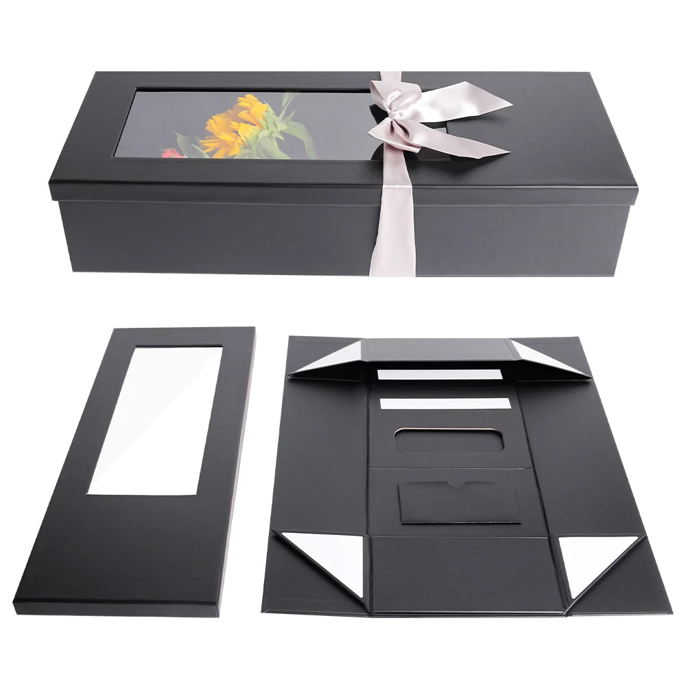 Custom Logo Eco-friendly Recyclable Rigid Cardboard Square Flower Gift Boxes Matt Lamination Gold Foil 'I Love You Mom' Design