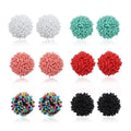 15mm Smaller Tiny Designs Boho Resin Bead Earrings for Women Bohemian Statement Cluster Rainbow Seed Beads Earring