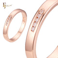 FJ Fallon Fashion Jewelry Wedding Band Rings Plated in Rose Gold Brass Based