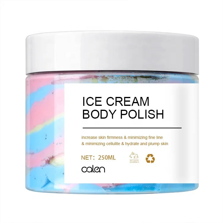 Private Label Organic Ice Cream Deep Cleansing Body Polish Vegan Whitening Skin Exfoliating  Body Scrub