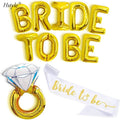 Gold Bride to Be Balloons Set - 30 Inch Diamond Ring Balloon Bachelorette | 16 Inch Gold Bride to Be Balloons Bride Sash SET026