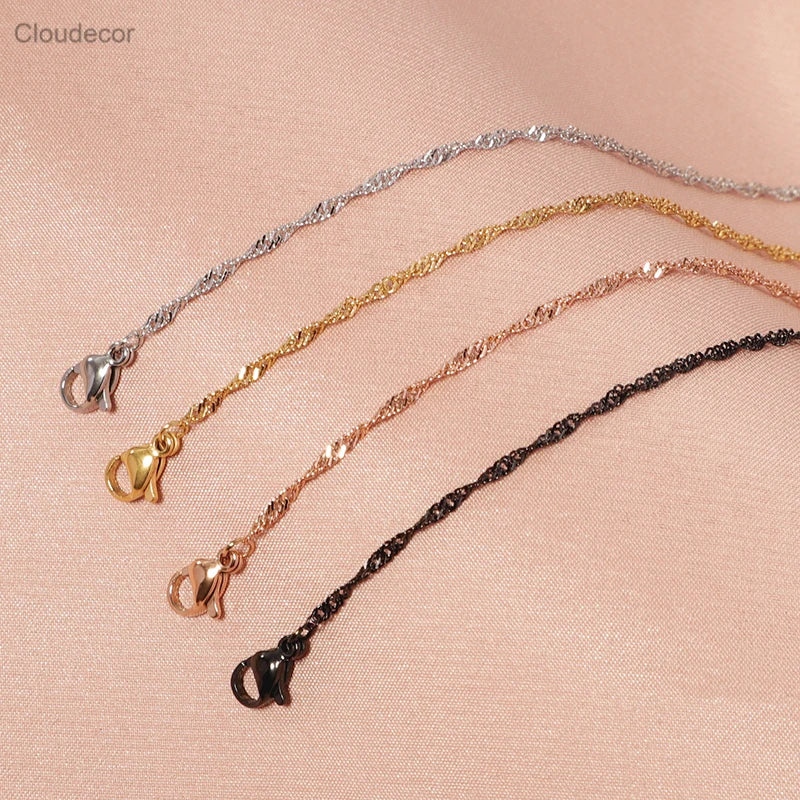 Silver Rose Gold Black Stainless Steel Stainless Steel Water Wave Chain Necklace DIY Necklace Jewelry Chain for Gift Making