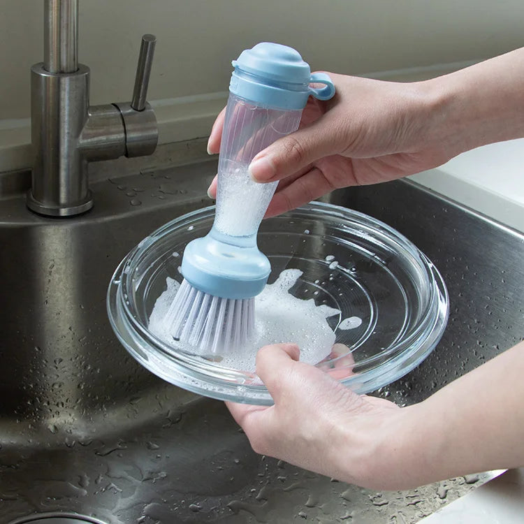 Plastic Soap Dispensing Foam Palm Brush Kitchen Brush for Dish Pot Pan Sink Cleaning