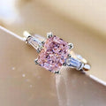 Anillo De Boda  Bling Shiny Engagement Ring Diamond Wholesale Silver Planted Pink Zirconia Ring