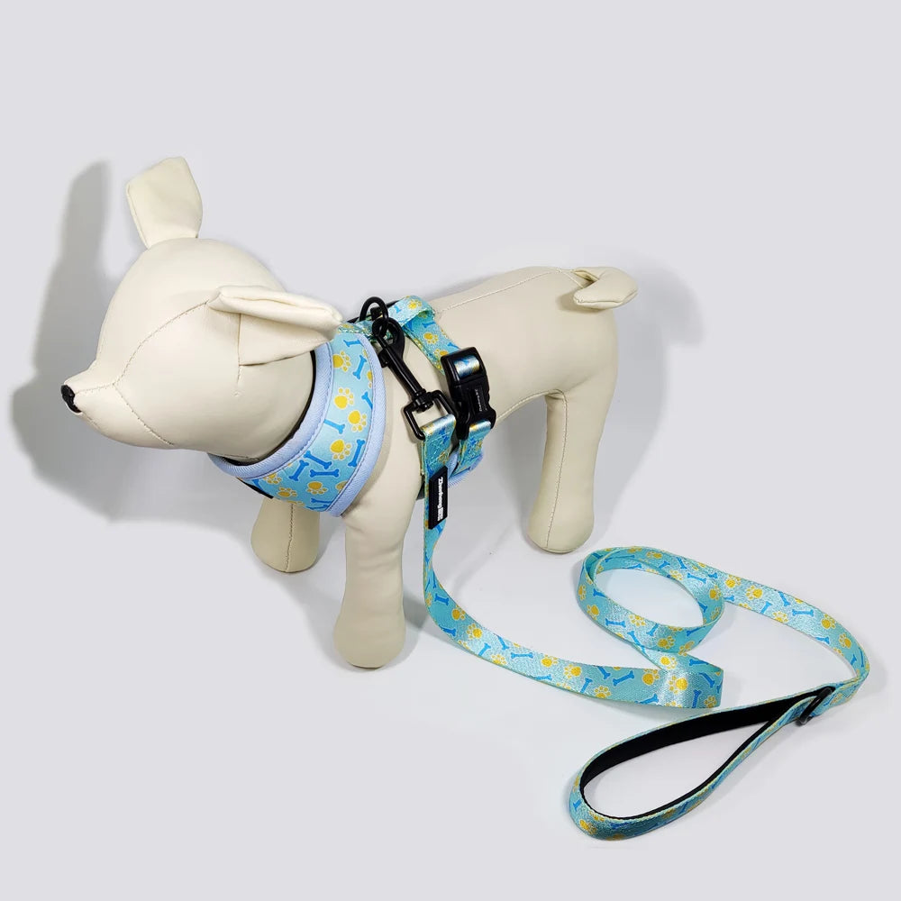 Customized Size Collapsible Eco-Friendly Pet Harness PU Leather Nylon Reflective Strap Waterproof Linen Fabric Colorful Wool