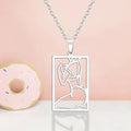 Hollow Out Stainless Steel Photo Frame Necklace Gold Plated Girls Necklace Jewelry Gifts for Women