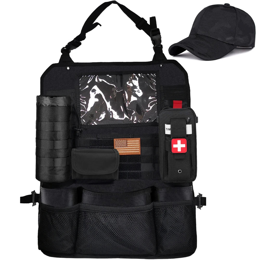 New Tactical Molle Car Seat Accessories Covers Protector Universal Car Back Seat Organizer with Detachable Molle Pouch